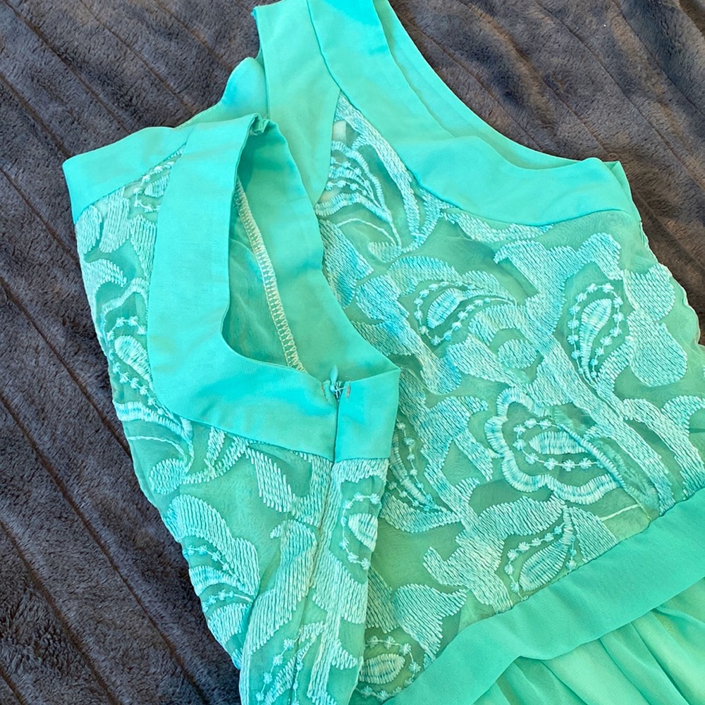 Mint Green Crochet Lace Up Top Maxi Dress - Picture 4 of 8